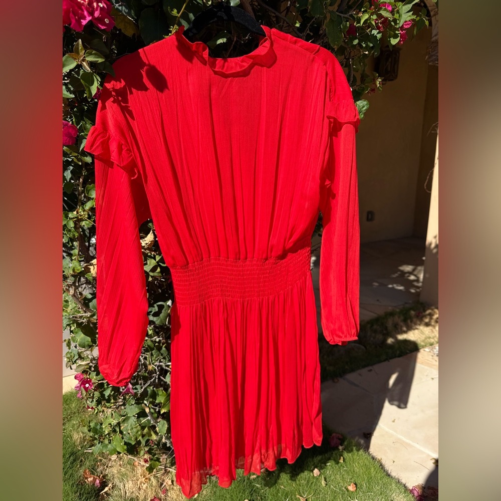 NWOT Zara Red Chiffon Dress Size Medium 9878/070/600 - Picture 2 of 4